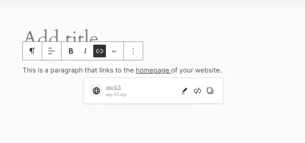 New link preview UI in wordpress 6.5